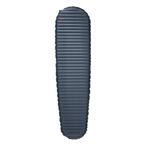 front view of a black lightweight, insulated air, comfortable, warm, sleeping pad